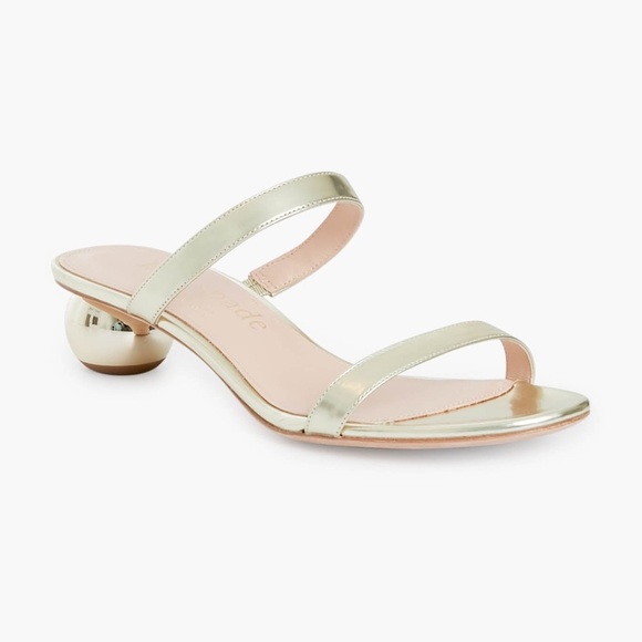 Kate Spade New York Palm Springs Round Block Heel Sandals 8B Pale Gold $228 - Picture 1 of 11